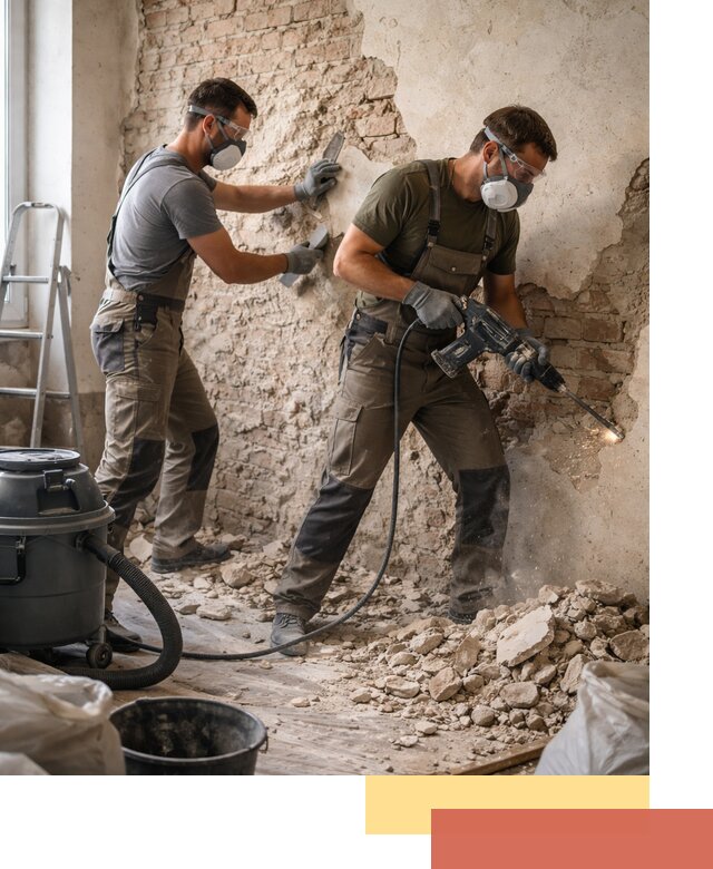 Демонтаж штукатурки со стен в Элисте быстро и аккуратно