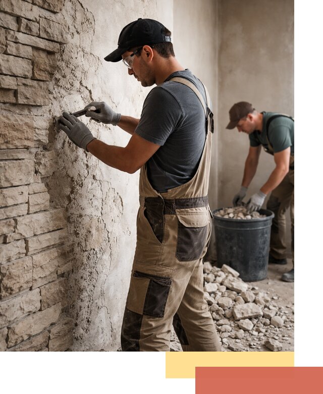 Демонтаж декоративного камня в Элисте профессионально и безопасно