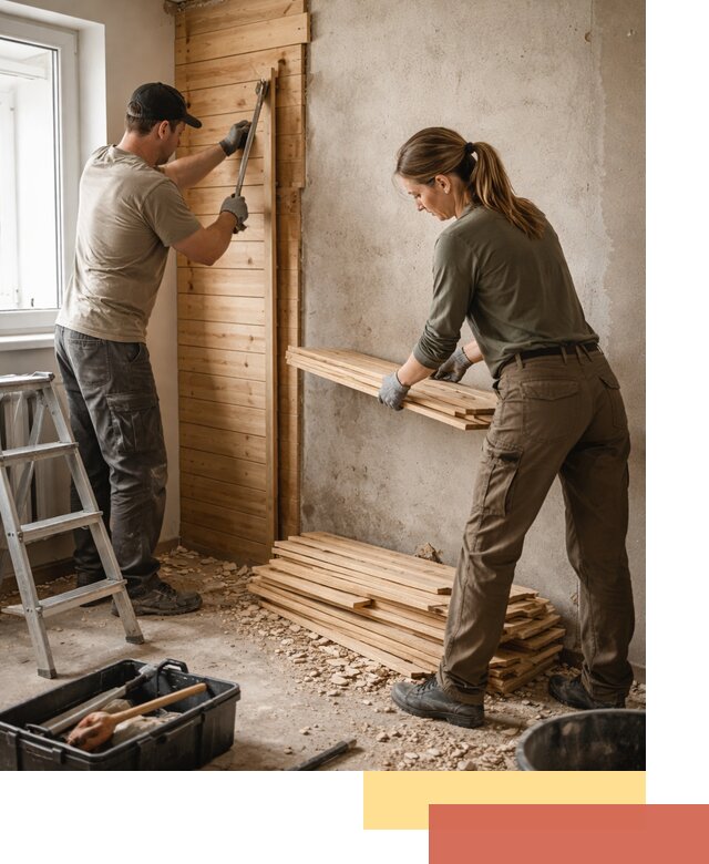 Демонтаж вагонки со стен в Элисте — профессиональный демонтаж