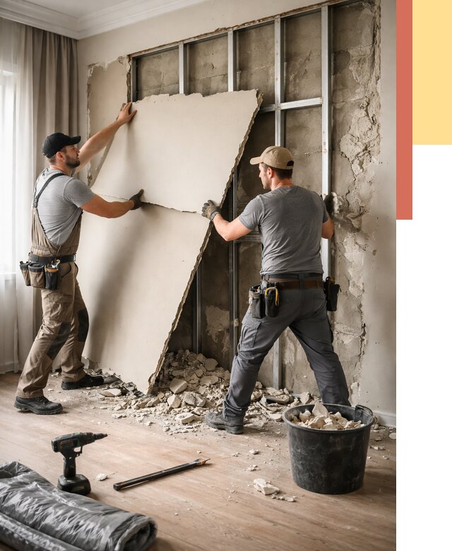 Демонтаж гипсокартона со стен в Элисте от 362 руб. — услуги демонтажа | ОТДЕЛОЧНИК-Элс