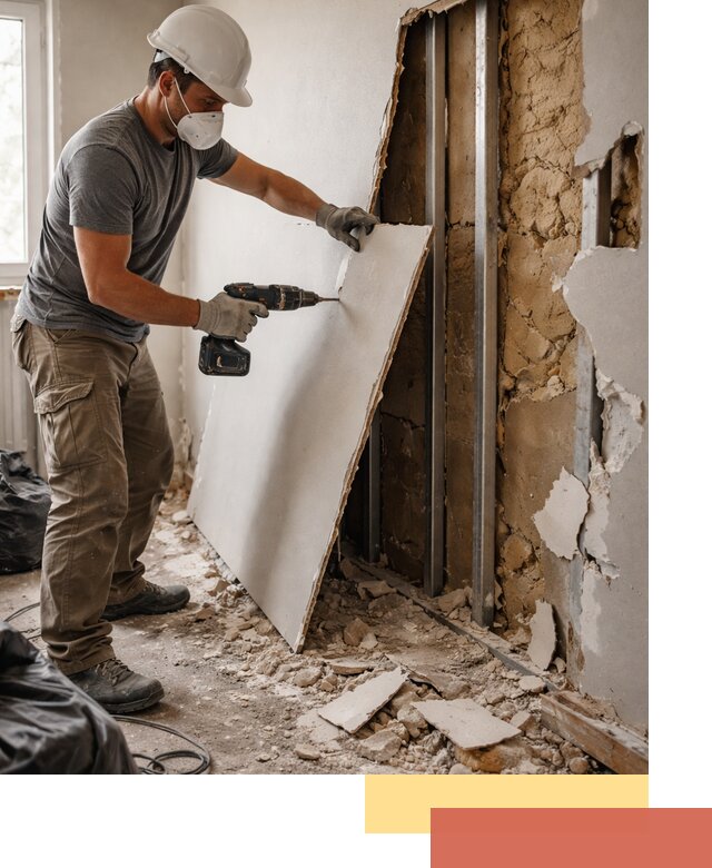 Демонтаж гипсокартона со стен в Элисте качественно и быстро