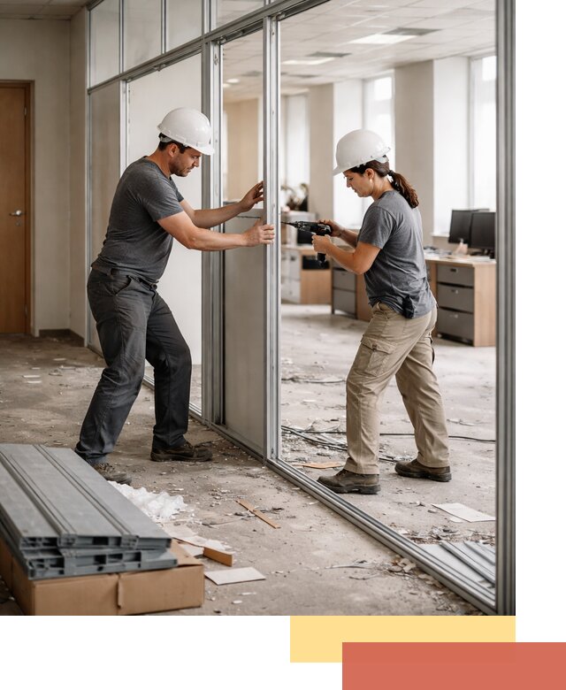 Демонтаж алюминиевых перегородок в Элисте быстро и аккуратно