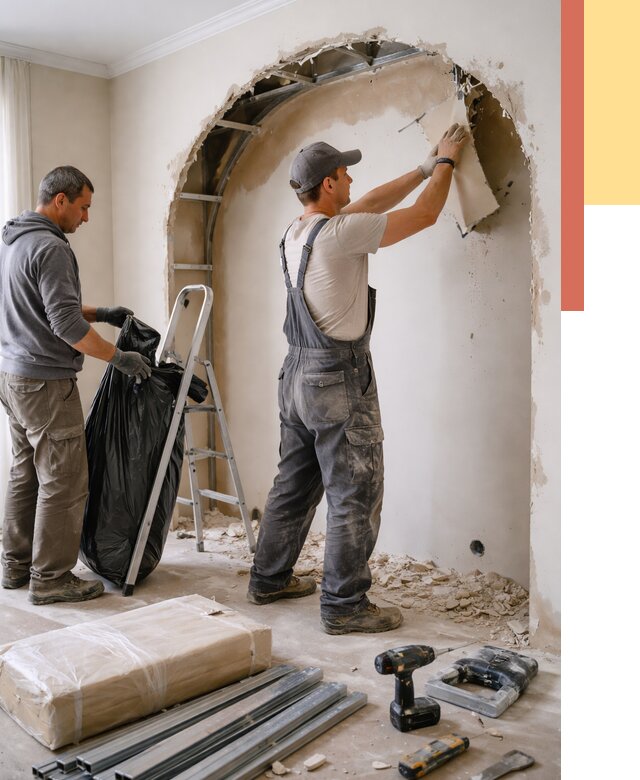 Демонтаж арки из гипсокартона в Элисте от 3625 руб. — услуги под ключ | ОТДЕЛОЧНИК-Элс