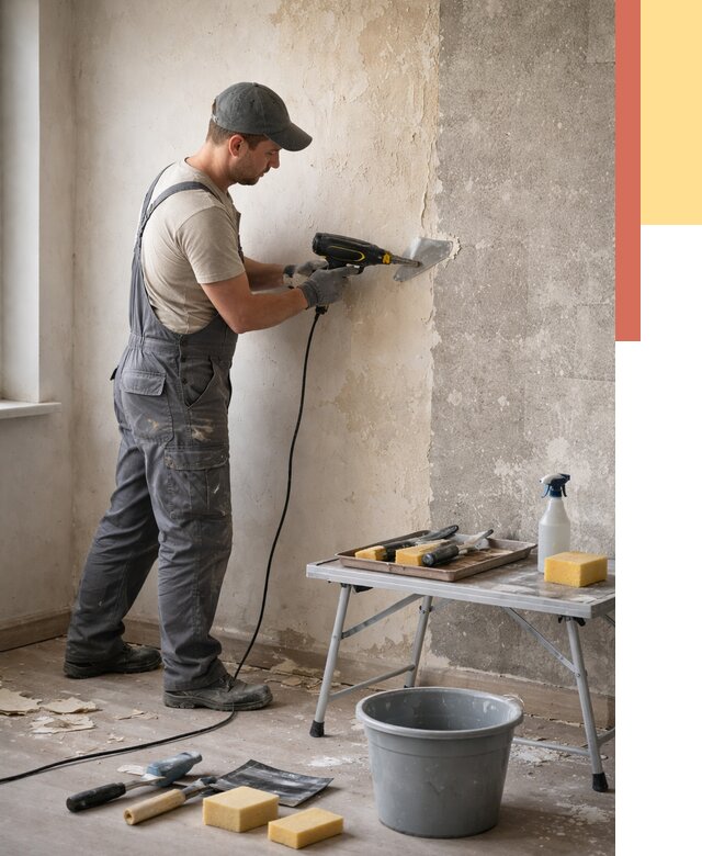 Очистка стен от клея в Элисте от 1916 руб. — снятие и удаление клея со стен | ОТДЕЛОЧНИК-Элс