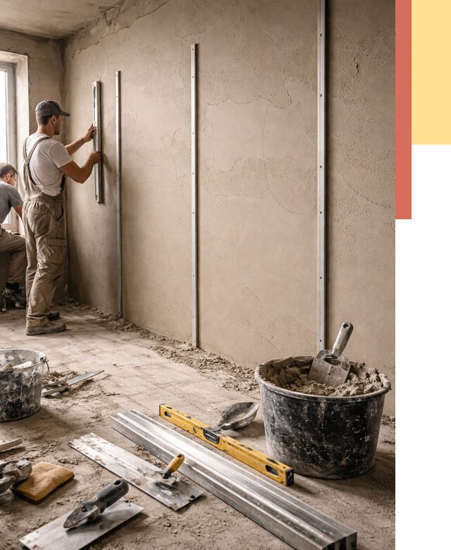 Штукатурка стен по маякам в Элисте от 5696 руб./м² — выравнивание под ключ | ОТДЕЛОЧНИК-Элс