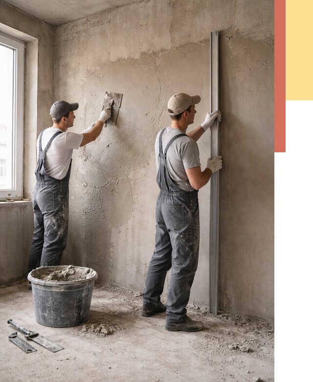Штукатурка бетонных стен в Элисте от 4660 руб/м² — качественно и быстро | ОТДЕЛОЧНИК-Элс
