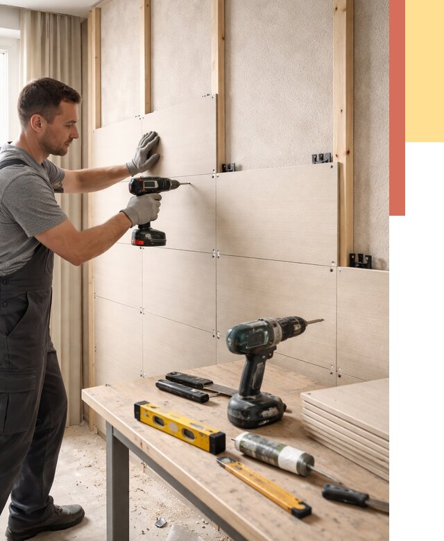 Монтаж МДФ панелей на стены в Элисте от 1295 руб. под ключ | ОТДЕЛОЧНИК-Элс