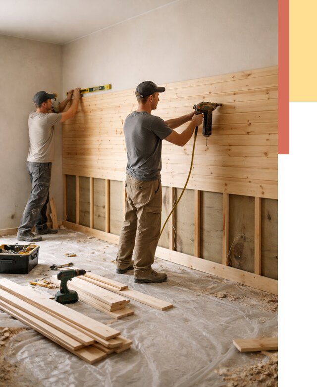 Монтаж деревянной вагонки на стены в Элисте от 7767 руб. | Услуги монтажа вагонки | ОТДЕЛОЧНИК-Элс