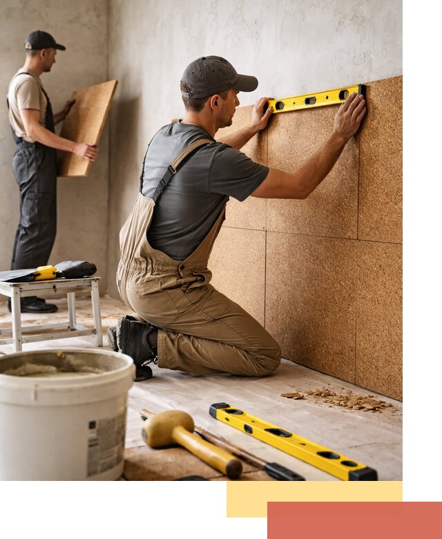 Монтаж пробковых панелей на стены в Элисте быстро и качественно