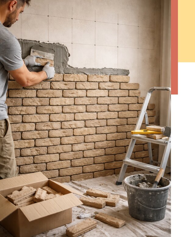 Монтаж декоративного кирпича в Элисте от 3314 руб./м² — быстро и недорого | ОТДЕЛОЧНИК-Элс