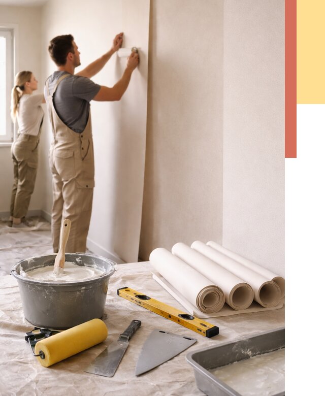 Поклейка бумажных обоев в Элисте от 5696 руб./м2 — быстро и недорого | ОТДЕЛОЧНИК-Элс