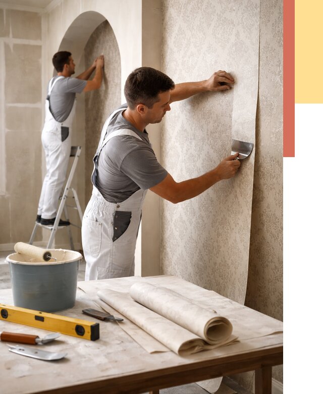 Поклейка обоев на сложные стены в Элисте от 2900 руб. под ключ | ОТДЕЛОЧНИК-Элс