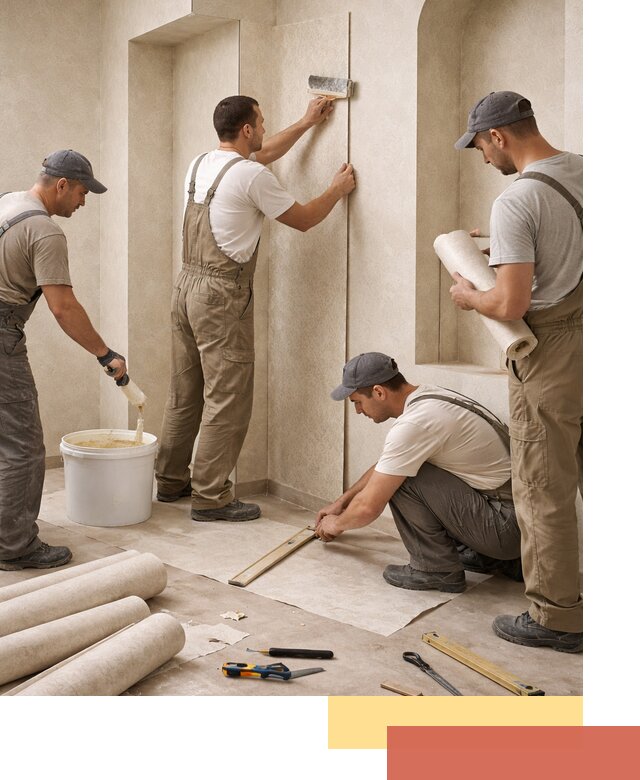 Поклейка обоев на сложные стены и неровные поверхности в Элисте