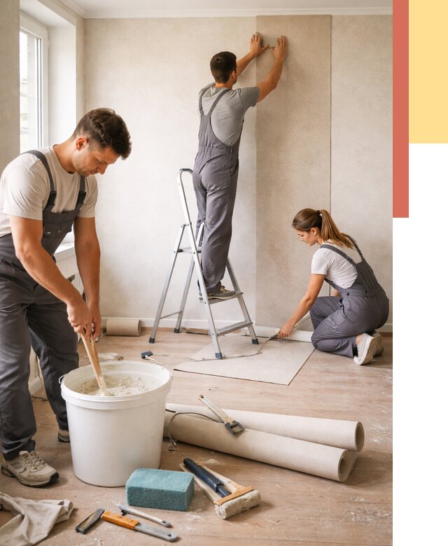 Оклейка стен обоями в Элисте от 3625 руб/м2 — быстро и недорого | ОТДЕЛОЧНИК-Элс