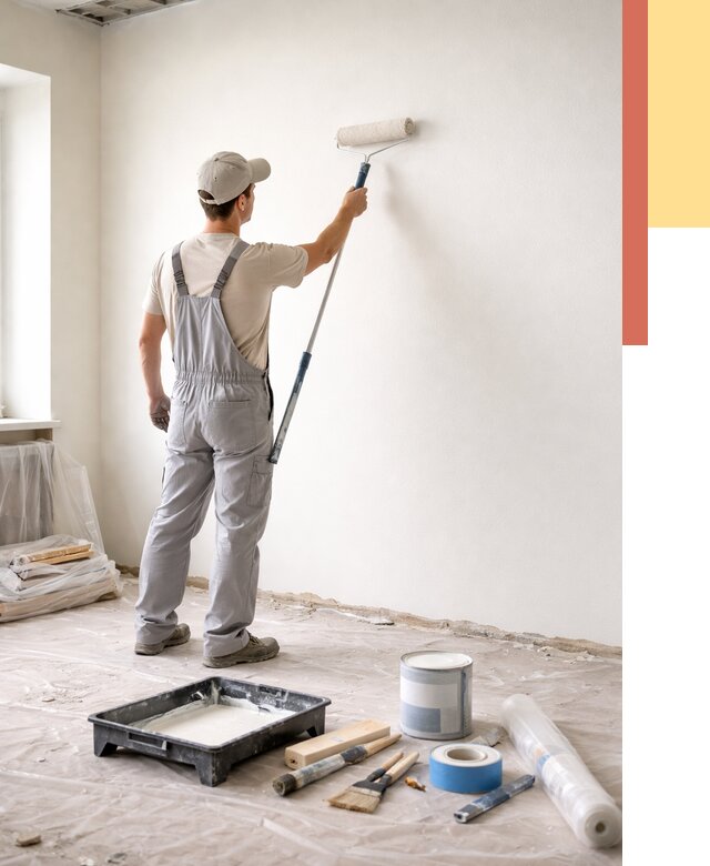 Покраска стен водоэмульсионной краской в Элисте от 466 руб. за м² | ОТДЕЛОЧНИК-Элс