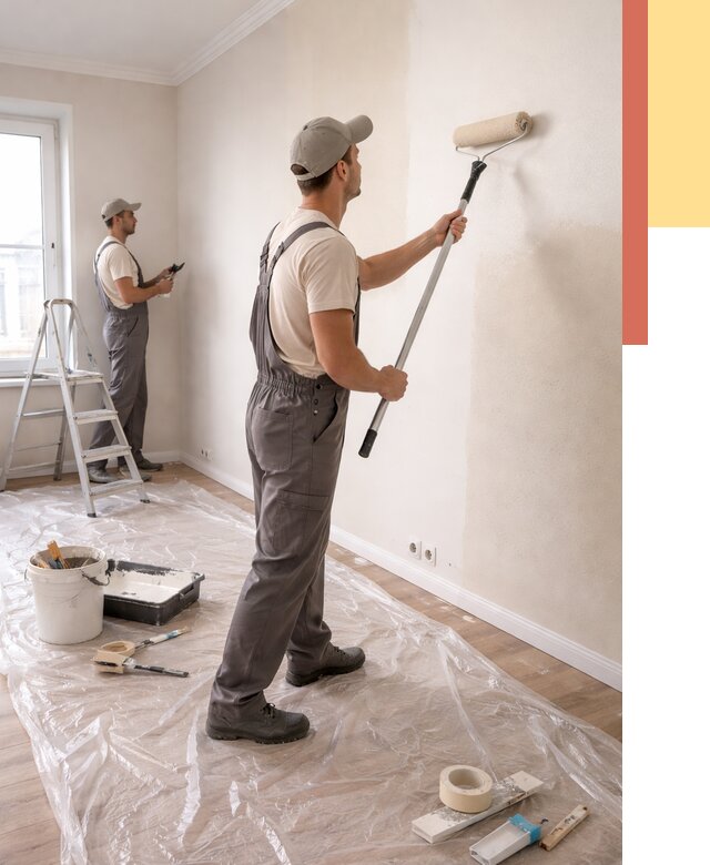 Покраска стен акриловой краской в Элисте от 3625 руб./м² — быстро и недорого | ОТДЕЛОЧНИК-Элс