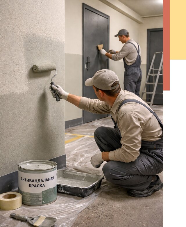 Покраска стен антивандальной краской в Элисте от 4660 руб./м² под ключ | ОТДЕЛОЧНИК-Элс