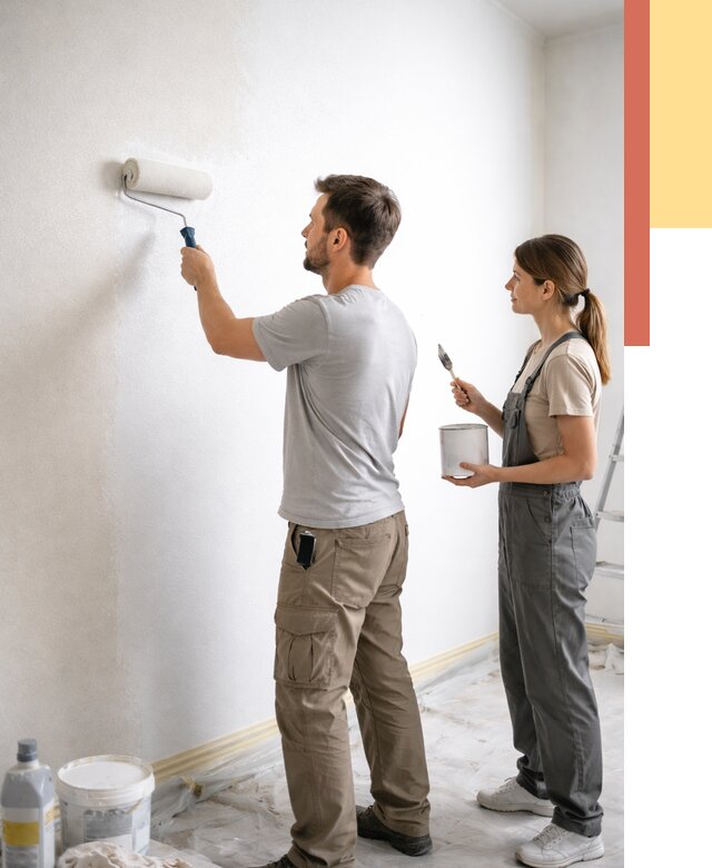 Окраска стен по стеклохолсту в Элисте от 4660 руб/м² под ключ | ОТДЕЛОЧНИК-Элс