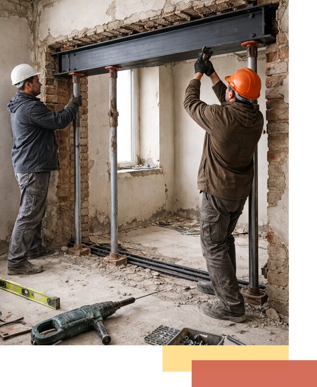 Усиление проема в стене в Элисте для расширения и безопасности