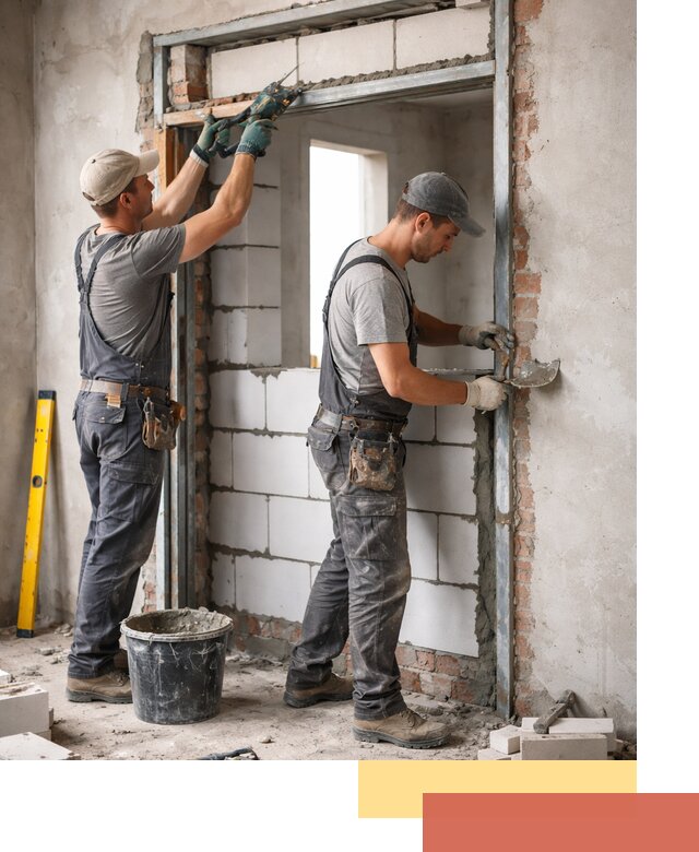 Закладка дверного проема под ключ в Элисте: демонтаж, монтаж, отделка