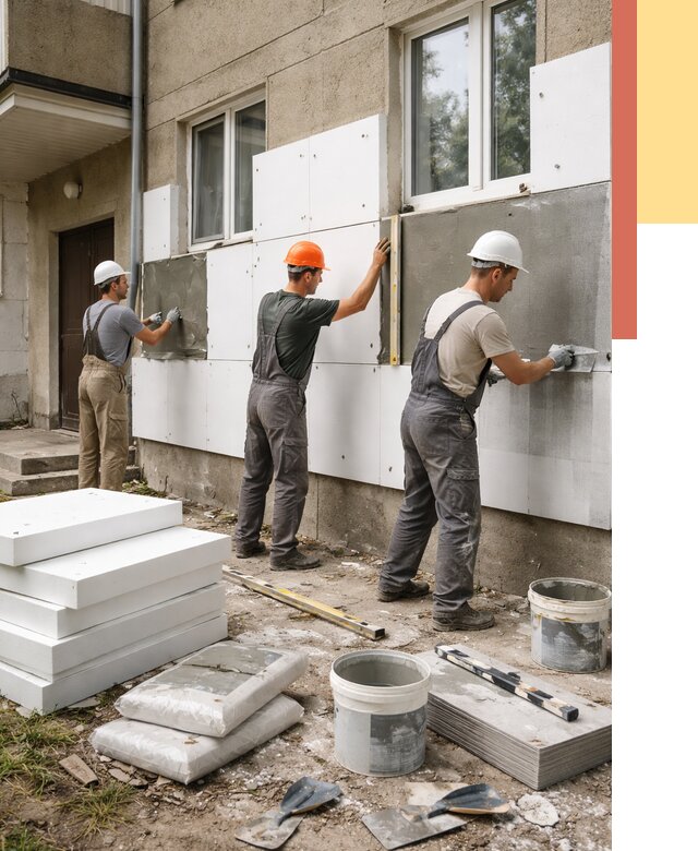 Утепление стен пенопластом в Элисте от 1812 руб. — недорого и под ключ | ОТДЕЛОЧНИК-Элс