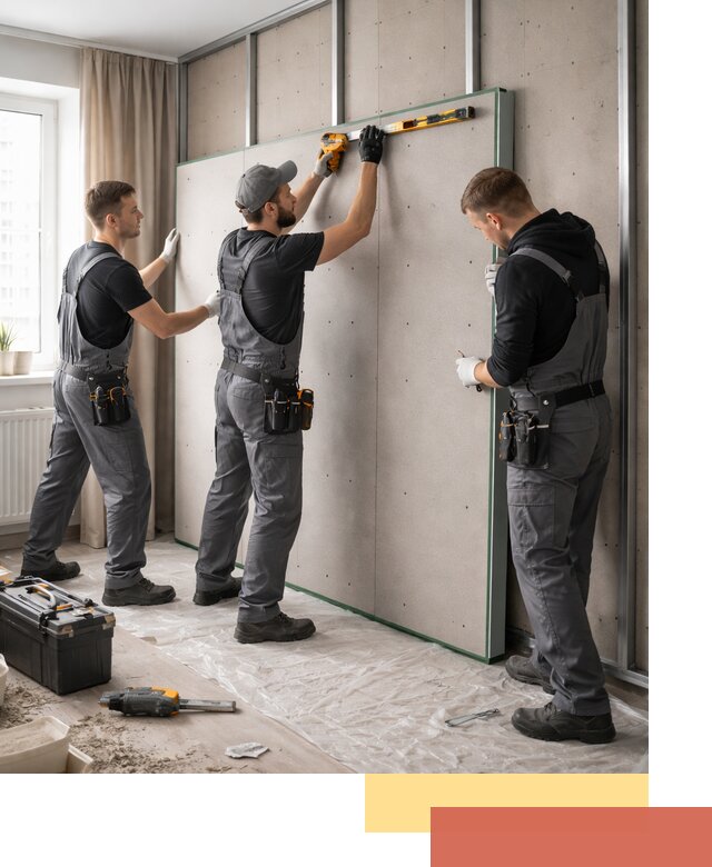 Шумоизоляция стен панелями ЗИПС в Элисте для жилых и коммерческих помещений