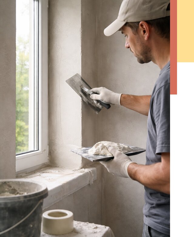 Штукатурка откосов в Элисте от 4660 руб/м² — услуги и выравнивание под ключ | ОТДЕЛОЧНИК-Элс