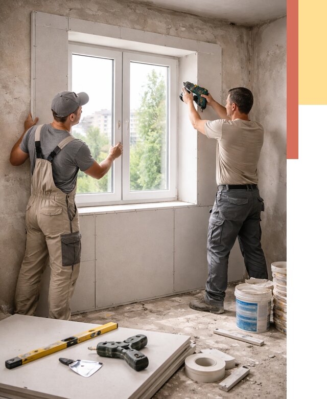 Монтаж откосов из гипсокартона в Элисте от 4660 руб. под ключ | ОТДЕЛОЧНИК-Элс