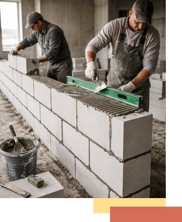 Кладка перегородок из газобетона в Элисте быстро и качественно