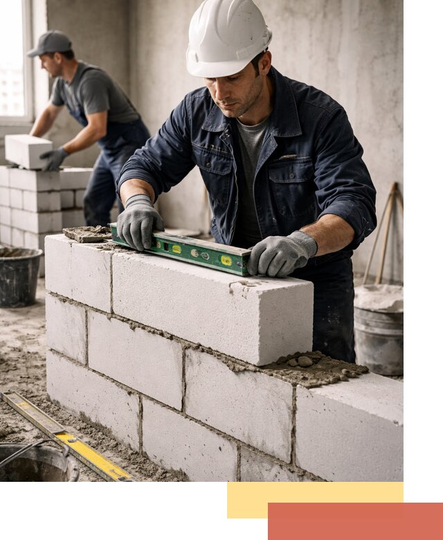 Кладка перегородок из пеноблока под ключ в Элисте