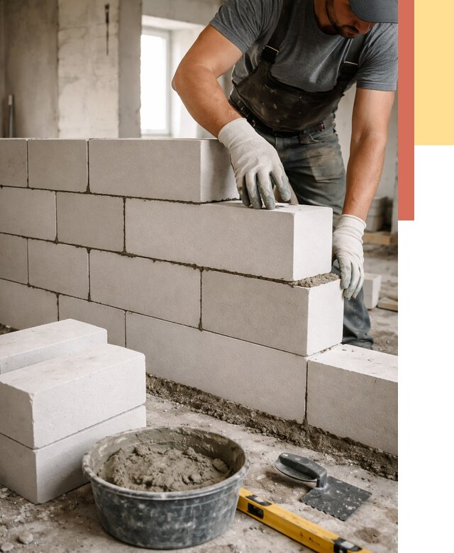 Кладка перегородок из силикатного блока в Элисте от 4142 руб. под ключ | ОТДЕЛОЧНИК-Элс