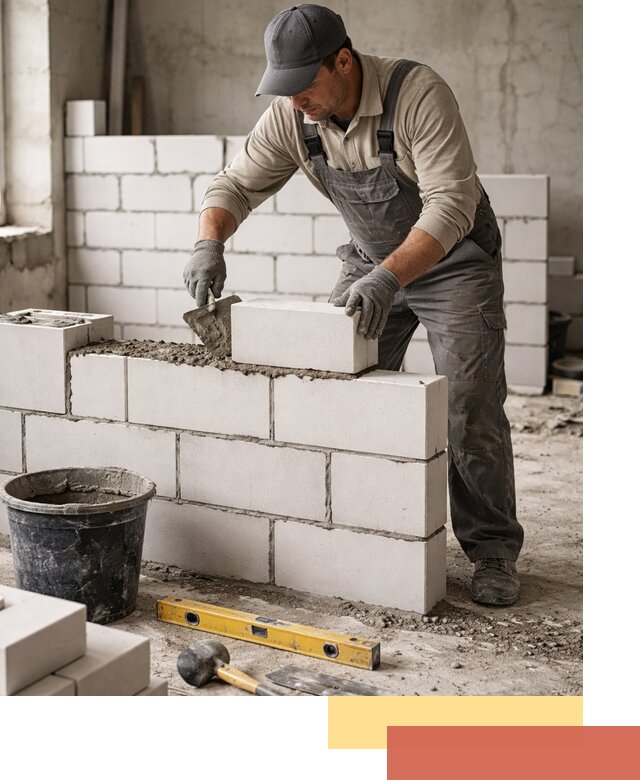 Кладка перегородок из силикатного блока в Элисте