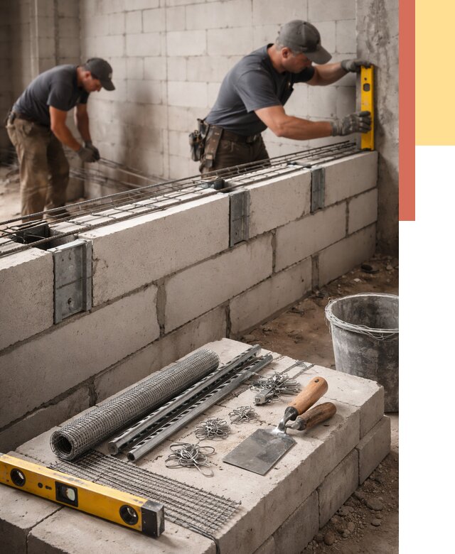 Армирование кладки перегородок в Элисте от 777 руб. под ключ | ОТДЕЛОЧНИК-Элс