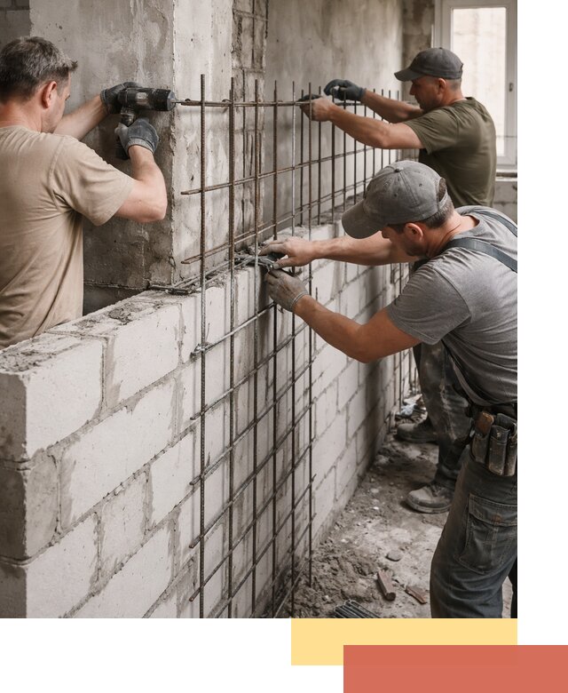 Армирование кладки перегородок в Элисте профессионально и надёжно