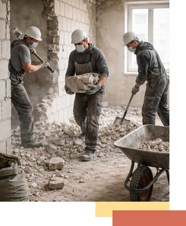 Демонтаж блочных перегородок в Элисте быстро и аккуратно