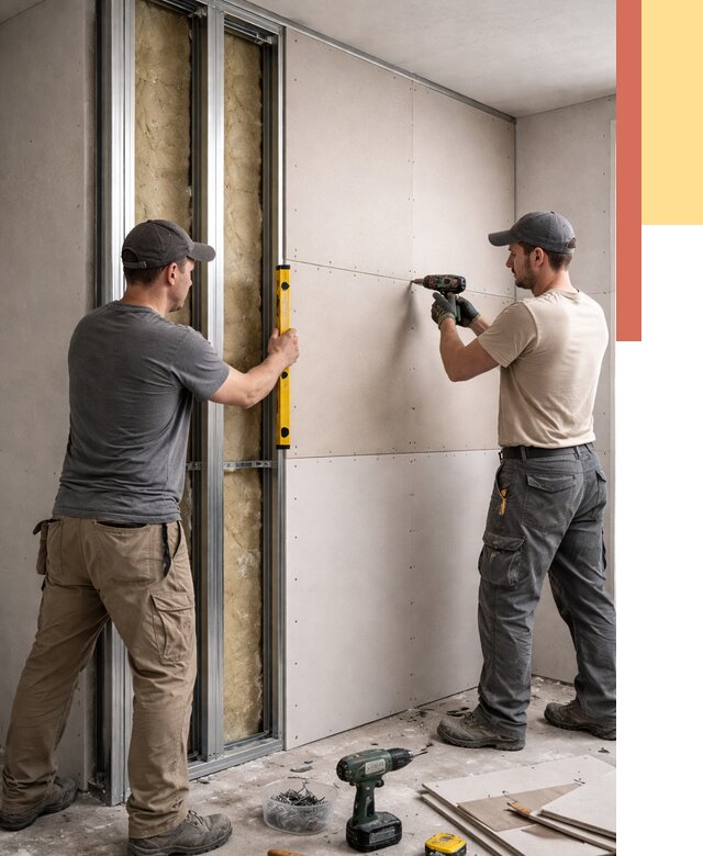 Монтаж двухслойной перегородки из гипсокартона в Элисте от 1502 руб. | ОТДЕЛОЧНИК-Элс