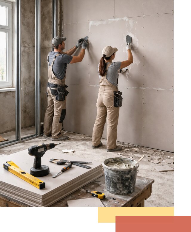 Монтаж двухслойной перегородки из гипсокартона в Элисте