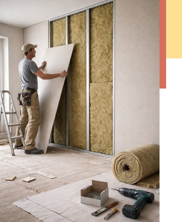 Перегородка из гипсокартона с шумоизоляцией в Элисте от 3231 руб. | ОТДЕЛОЧНИК-Элс