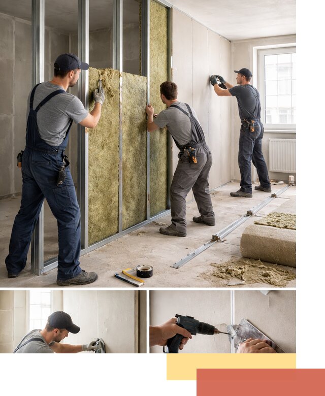 Перегородка из гипсокартона с шумоизоляцией в Элисте — монтаж под ключ