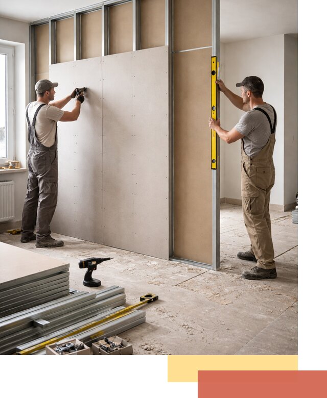 Зонирующая перегородка из гипсокартона под ключ в Элисте