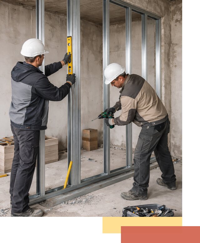 Монтаж каркаса перегородки из профиля в Элисте