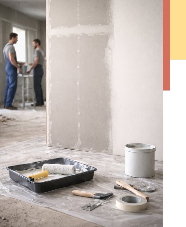 Покраска перегородок из гипсокартона в Элисте от 4660 руб. под ключ | ОТДЕЛОЧНИК-Элс