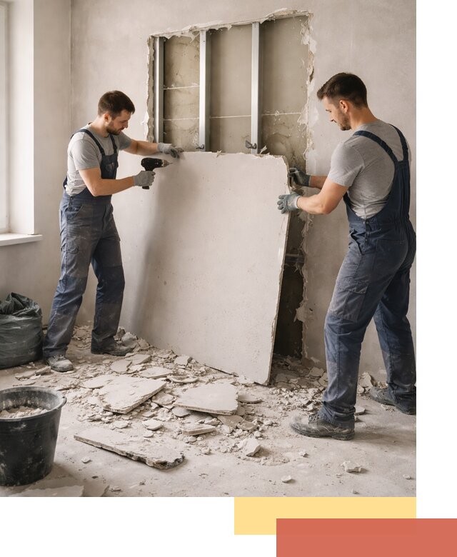 Демонтаж перегородки из гипсокартона в Элисте быстрый и аккуратный