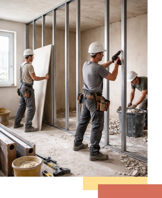 Перенос гипсокартонной перегородки в Элисте профессионально и быстро