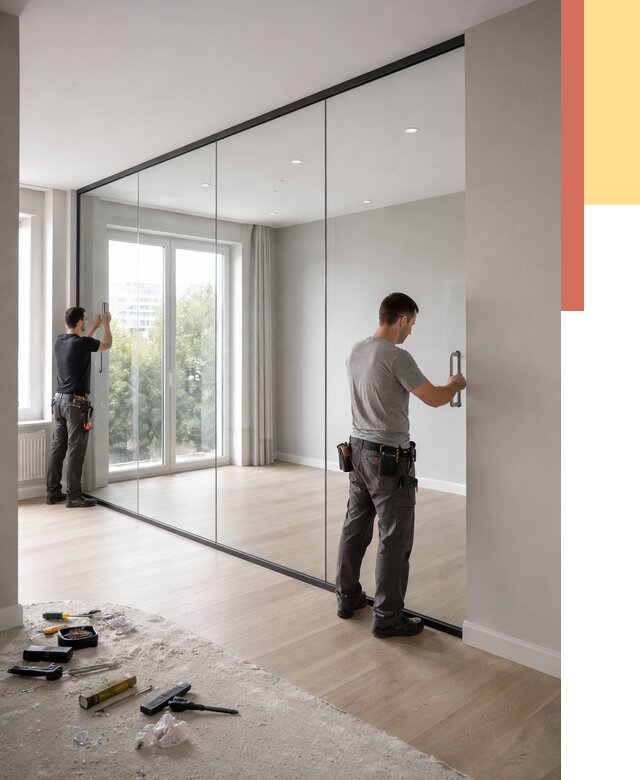 Изготовление стеклянных перегородок в Элисте от 12790 руб. под ключ | ОТДЕЛОЧНИК-Элс