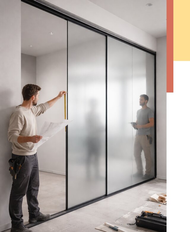 Матовые стеклянные перегородки в Элисте от 8803 руб. — монтаж и установка | ОТДЕЛОЧНИК-Элс