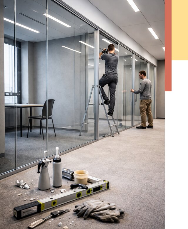 Стеклянные офисные перегородки в Элисте от 8803 руб. — монтаж и установка | ОТДЕЛОЧНИК-Элс