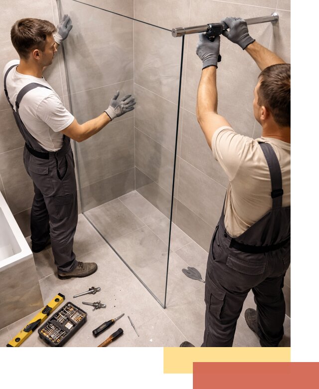 Стеклянные перегородки для душа в Элисте — изготовление и монтаж