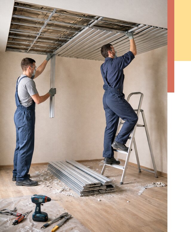 Демонтаж реечного потолка в Элисте от 4660 руб. быстро и недорого | ОТДЕЛОЧНИК-Элс