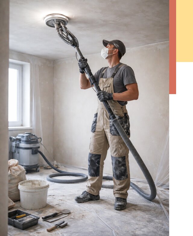 Шлифовка потолка в Элисте от 3625 руб. — услуги шлифования потолка | ОТДЕЛОЧНИК-Элс